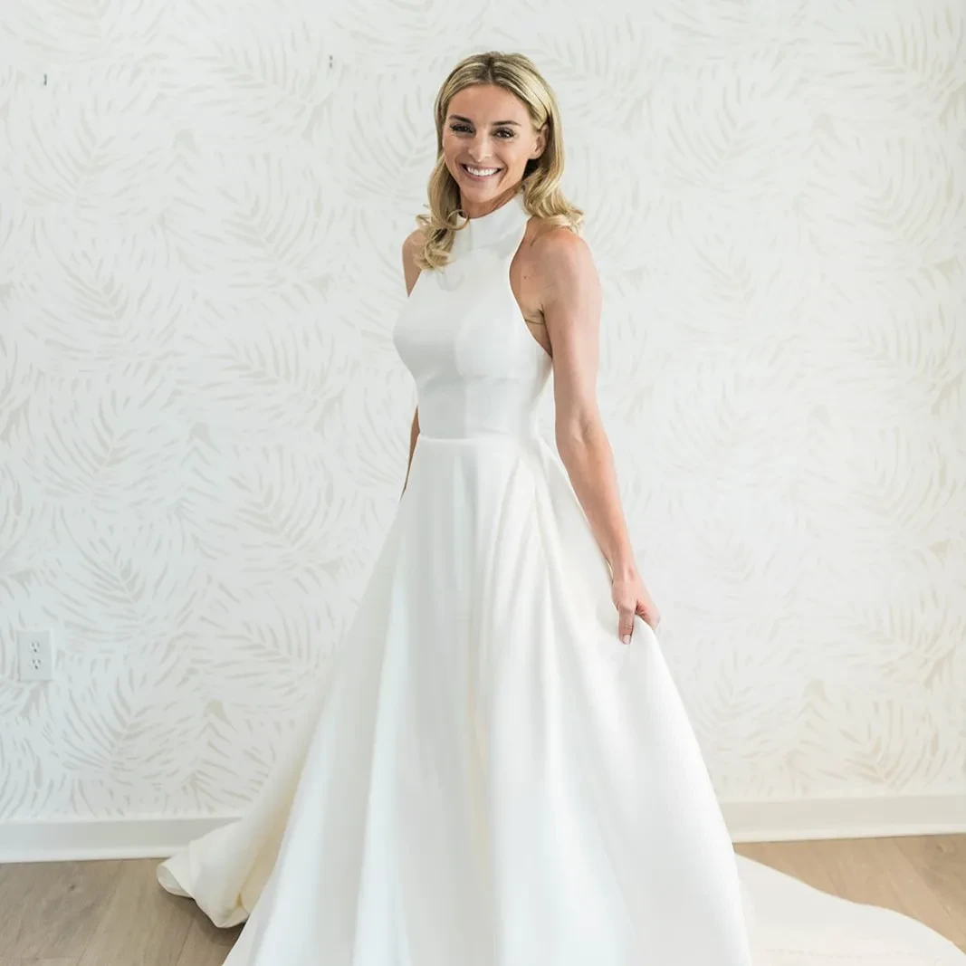 Model wearing a High Neck gown