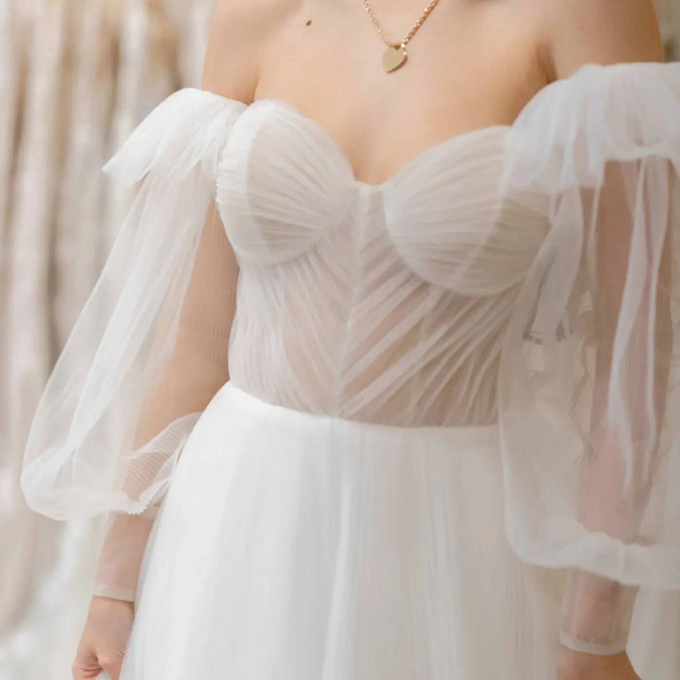 Model wearing a Long sleeved gown