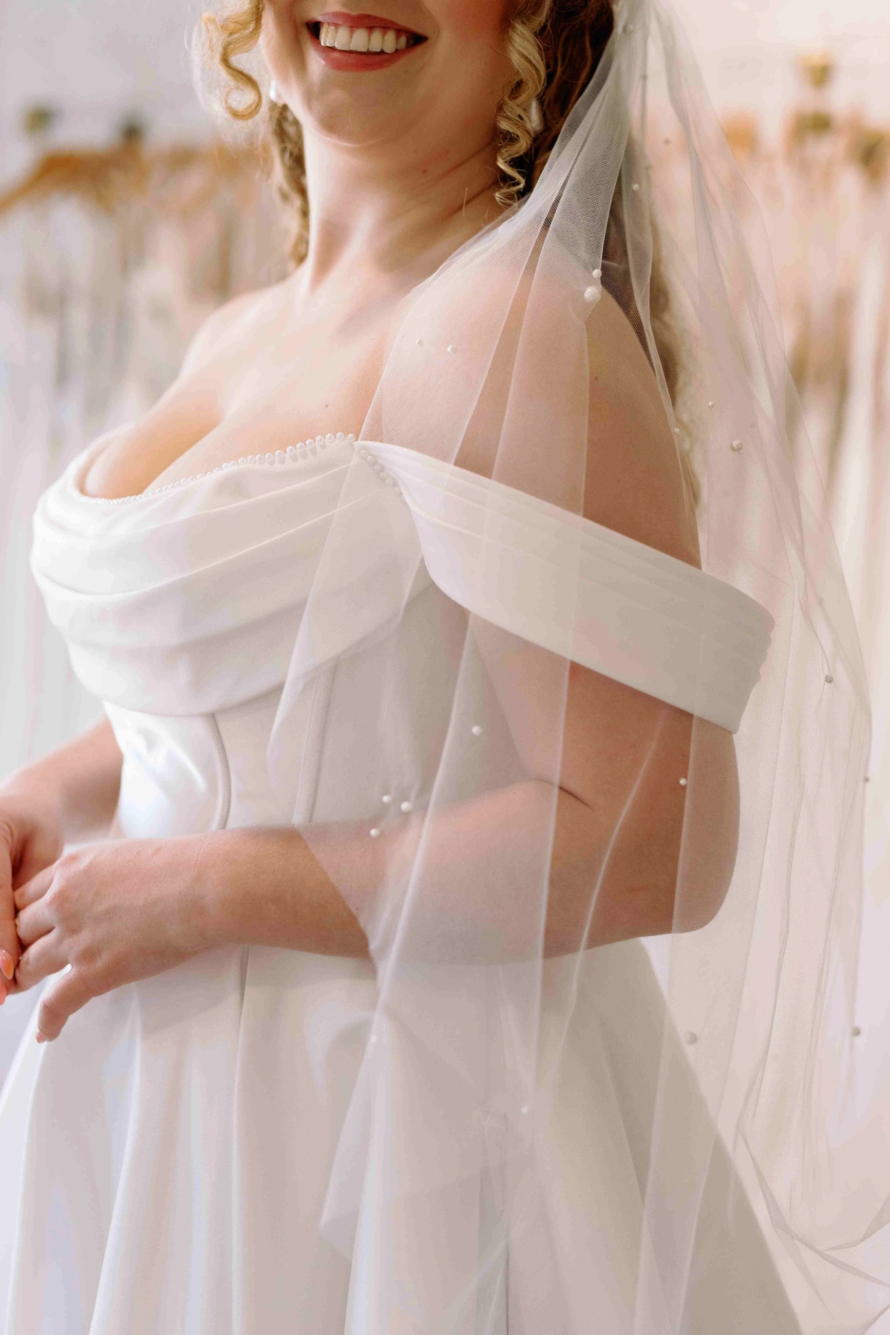 Model wearing a Trish Peng Gown